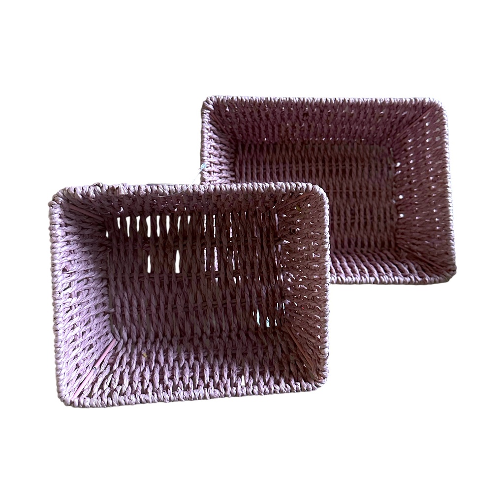 Panier rectangle petit mauve corde (x6pc)