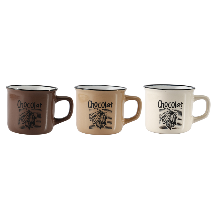 3 bijpassende mokken “chocolade” x6st