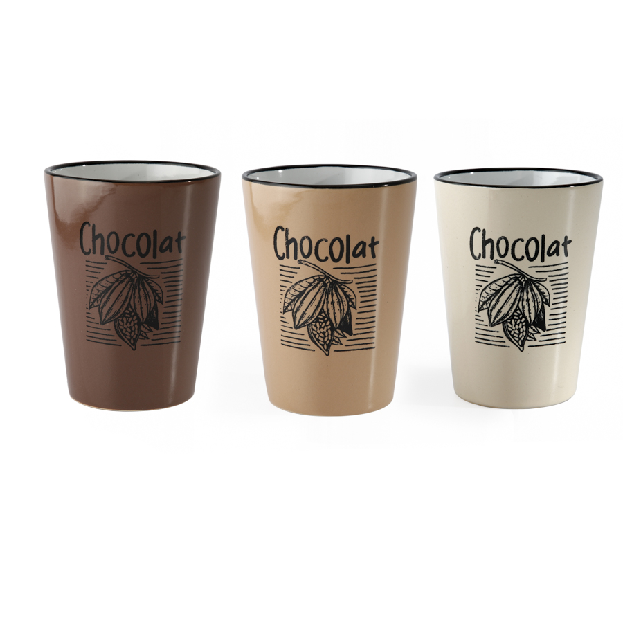 Beker “chocolade” 3 assorti x6 stuks