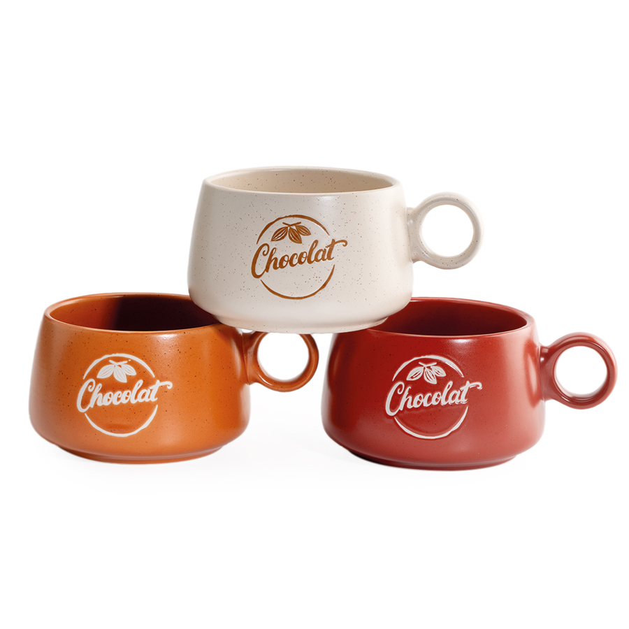 Tasse Chocolat beige terracotta 3 assortis x6pc
