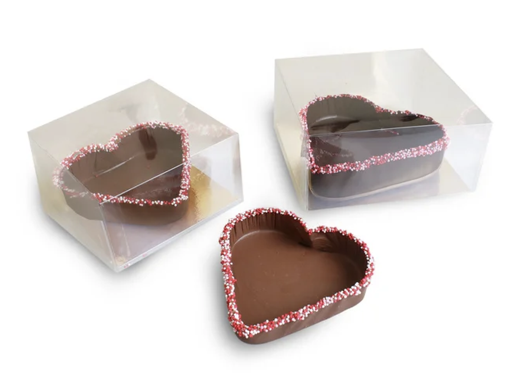 Chocolate heart-shaped milk chocolate 12.5 cm with musket edge (in mica box) x6pc