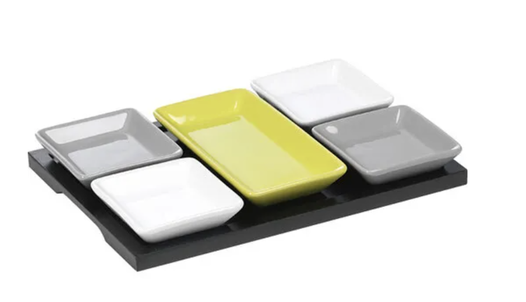 Plate wood and ceramic x4pc