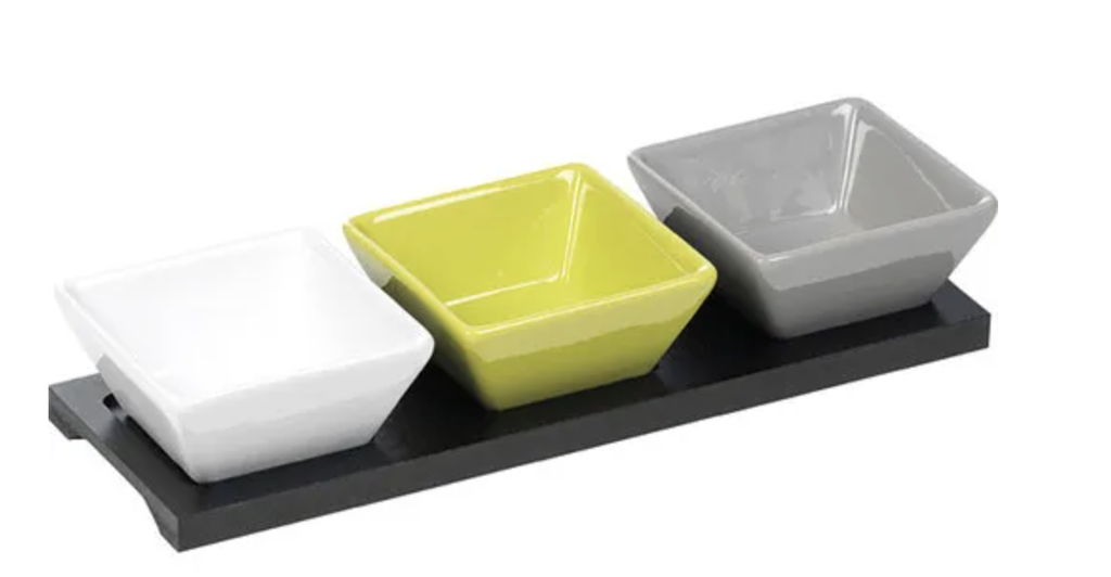 Plate wood and 3 ceramic x6pc