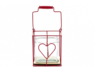 Photophore verre/metal coeur 14cm (2pc)