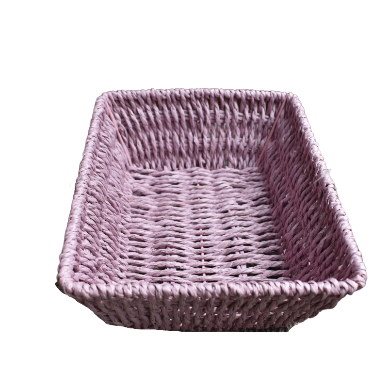 Panier rectangle petit mauve corde (x6pc)